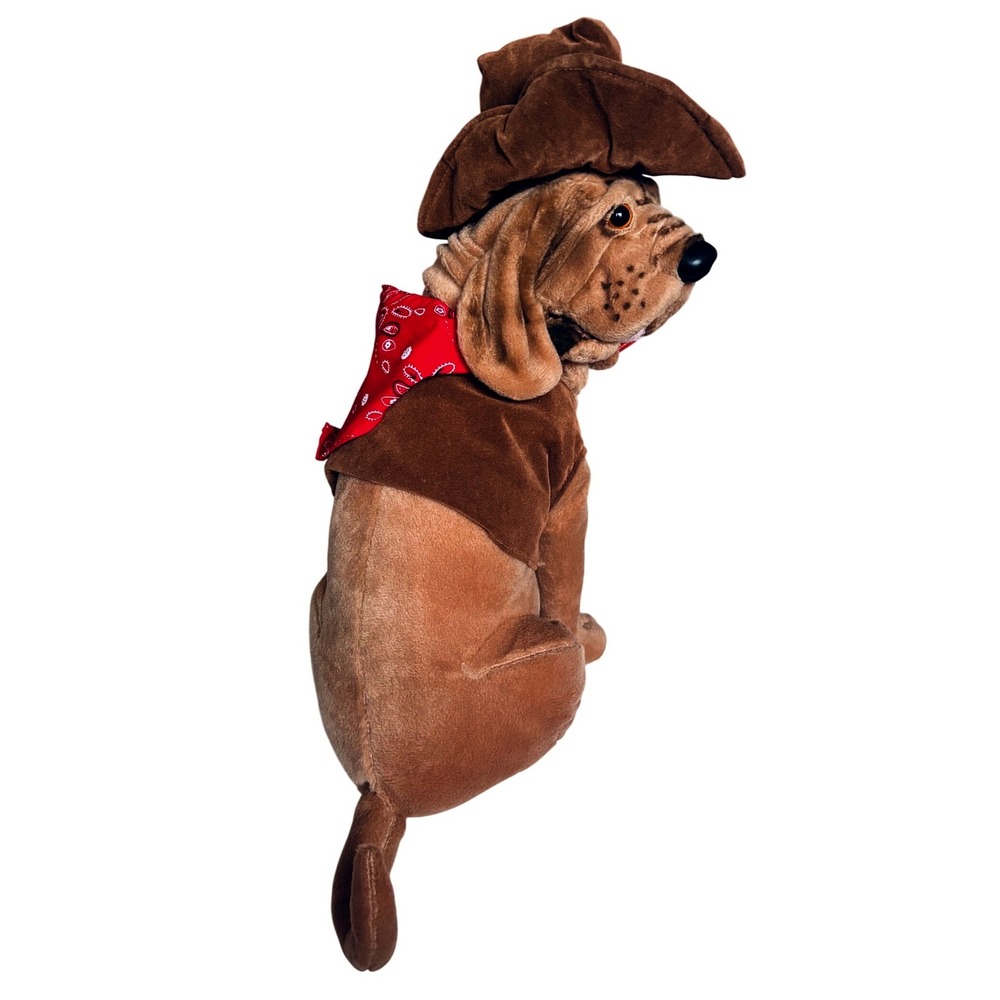 Fiesta Cowboy Hound Dog Plush Western Hat Vest Red Bandana Stuffed Animal - Picture 2 of 6